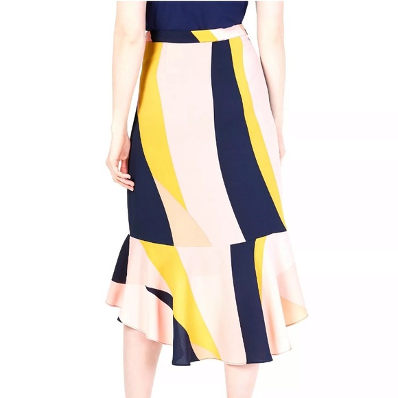 Bar III Color Block Trumpet Skirt High Low - Picture 2 of 5